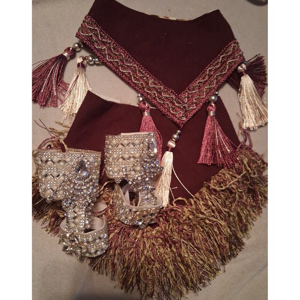 Furry Pets small cat/dog skirt ,scarf, paw claws gem stone lot of 4